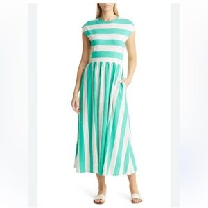 white christmas dresses Mela Blue Daisy Crepe Midi Tea Dress – Finery London main image 1